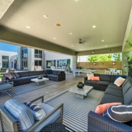 Seven outdoor patio seating