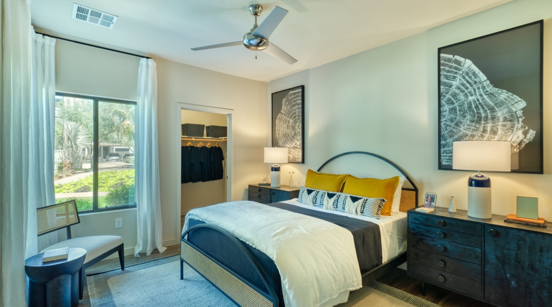 bedroom with a large window